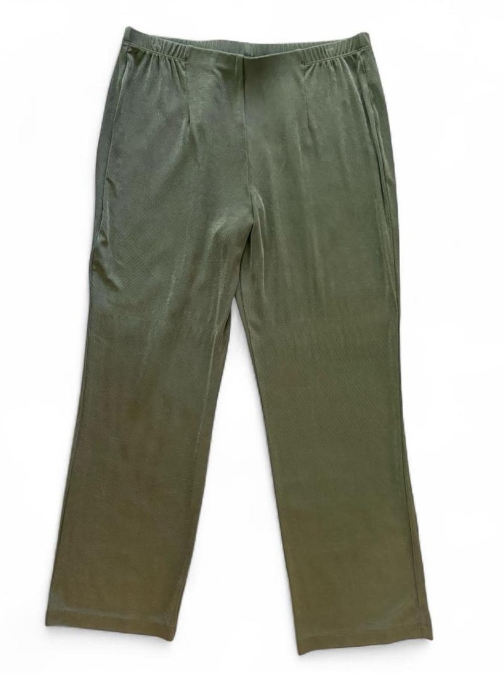Travelers by Chicos Olive Green Pants Sz 2 Reg Pull On Flowy Slinky Stretch